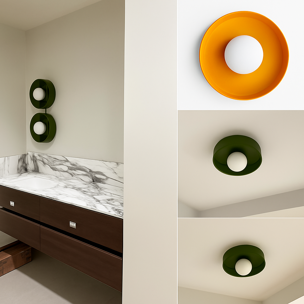 applique murale verre italien blanc vert orange - vue 7 sur 9