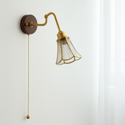 applique murale vintage avec chaîne et base en bois