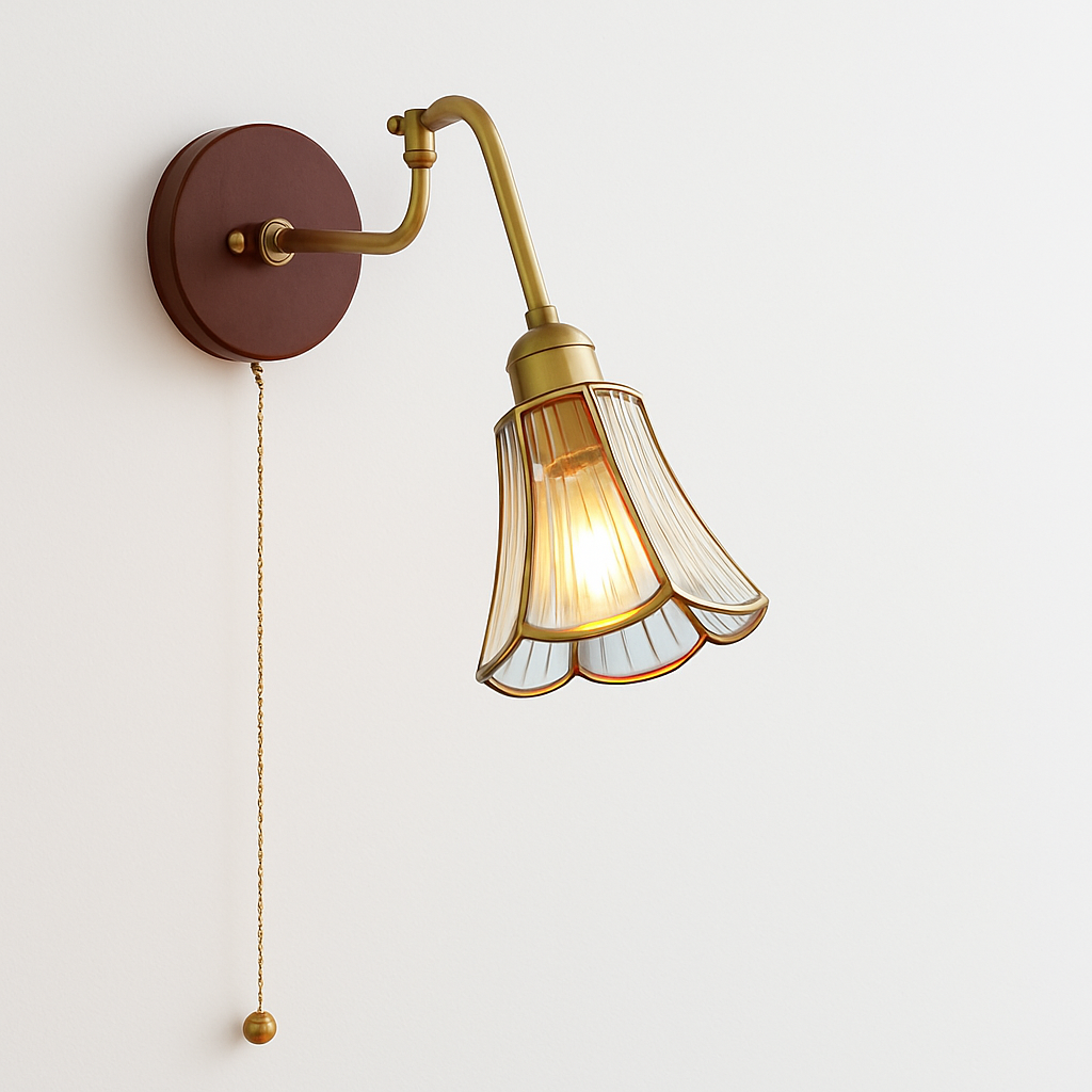 applique murale vintage avec chaîne et base en bois - vue 6 sur 23
