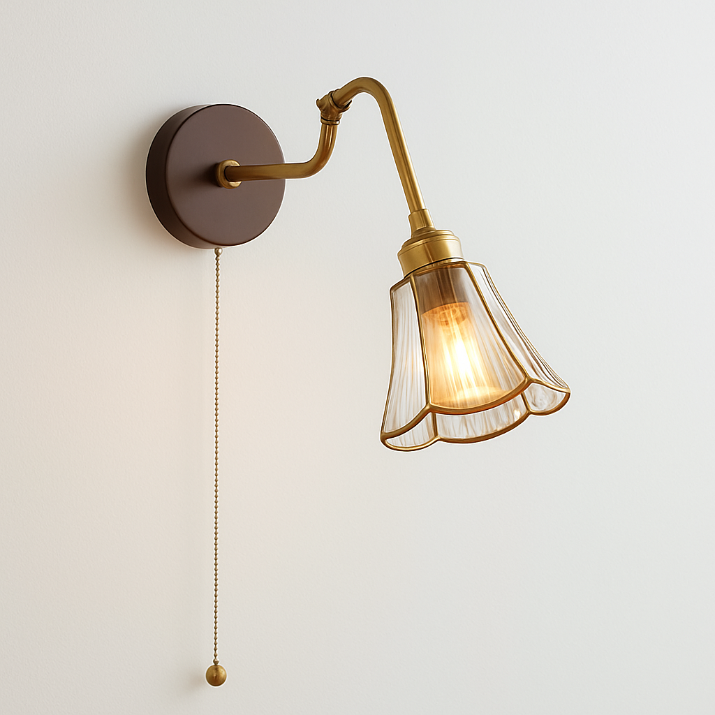 applique murale vintage avec chaîne et base en bois - vue 7 sur 23