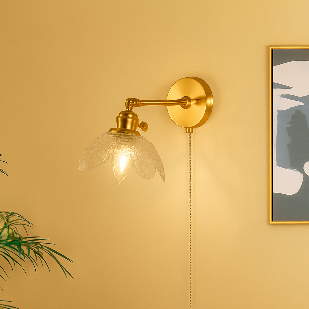 applique murale vintage en verre avec interrupteur à tirette - vue 6 sur 12