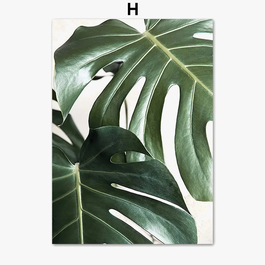 Art mural toile décoratif avec feuilles de monstera