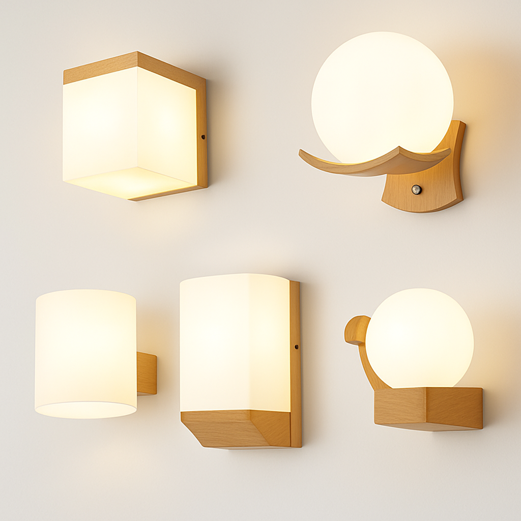 artpad applique murale scandinave bois abat-jour verre décoration intérieure led - vue 4 sur 20