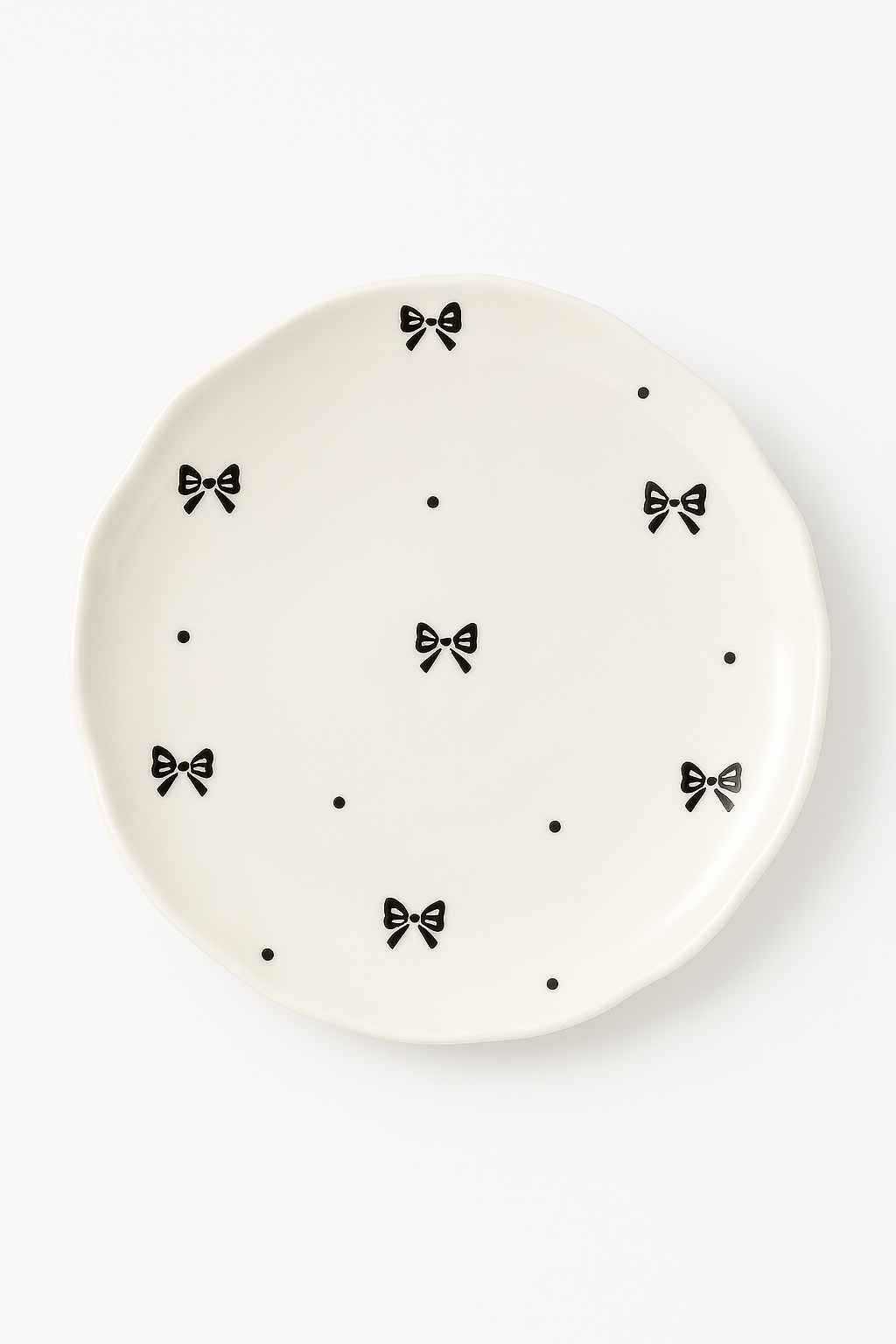 assiette a gateau ceramique style coreen motif floral - vue 2 sur 3