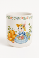 Assiette céramique motif citrouille et lapin style jardin