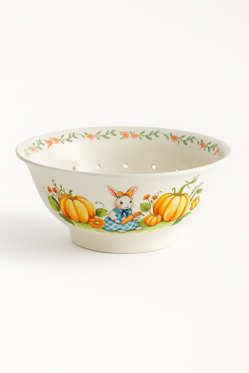 Assiette ceramique motif citrouille lapin style jardin - vue 2 sur 3