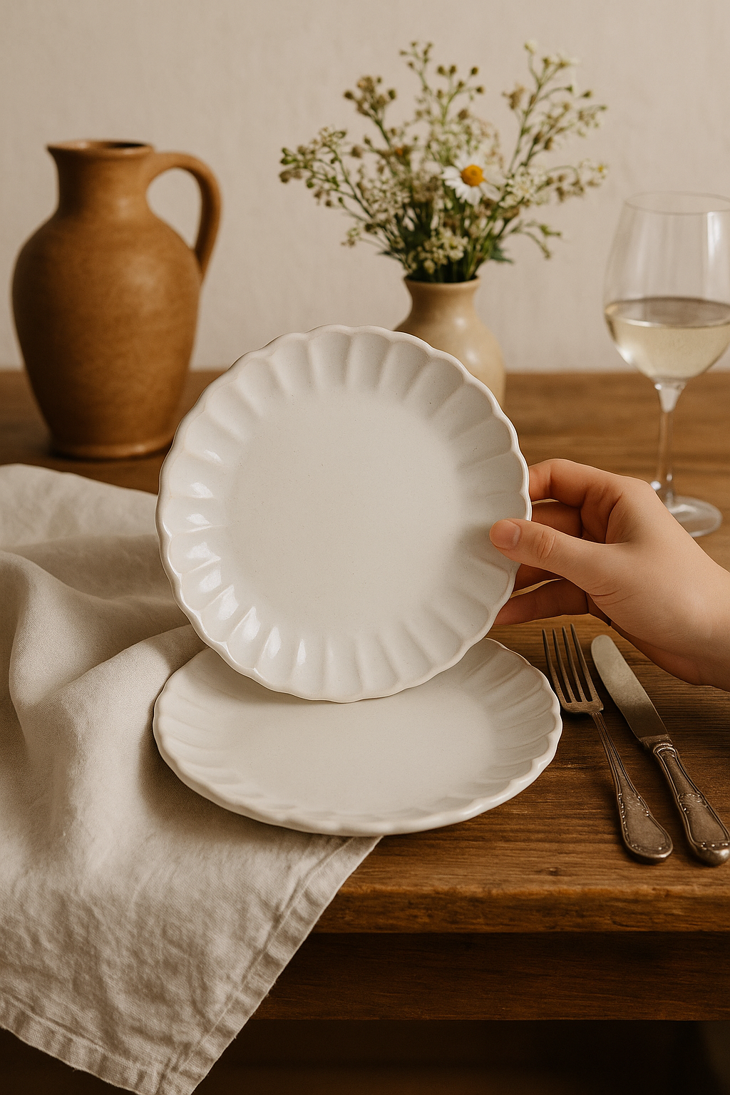 Assiette ceramique ronde style retro decorative cuisine - vue 3 sur 3