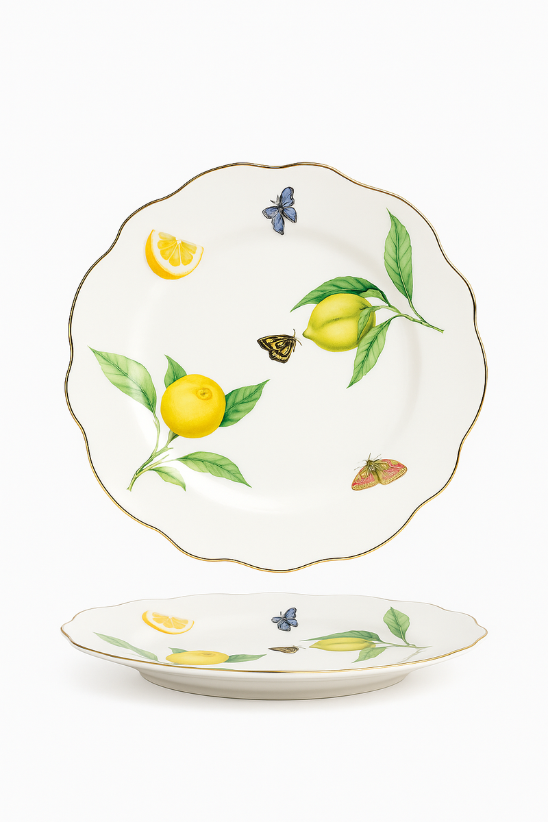 Assiette céramique style européen motif citron élégante