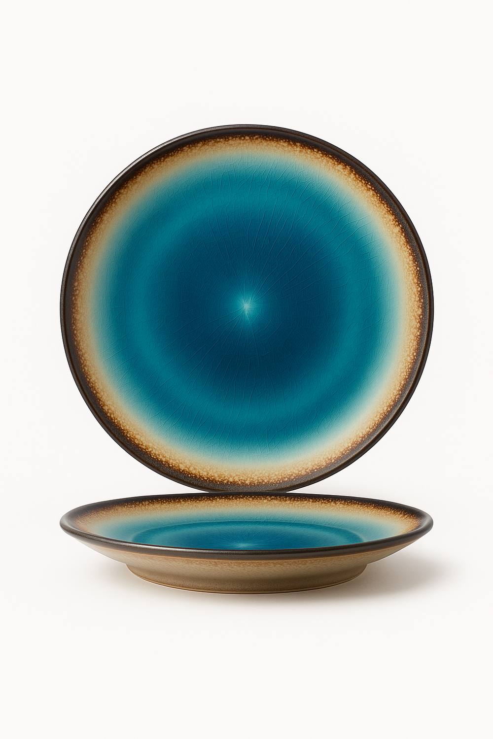 Assiette ceramique style japonais glacure craquelee repas