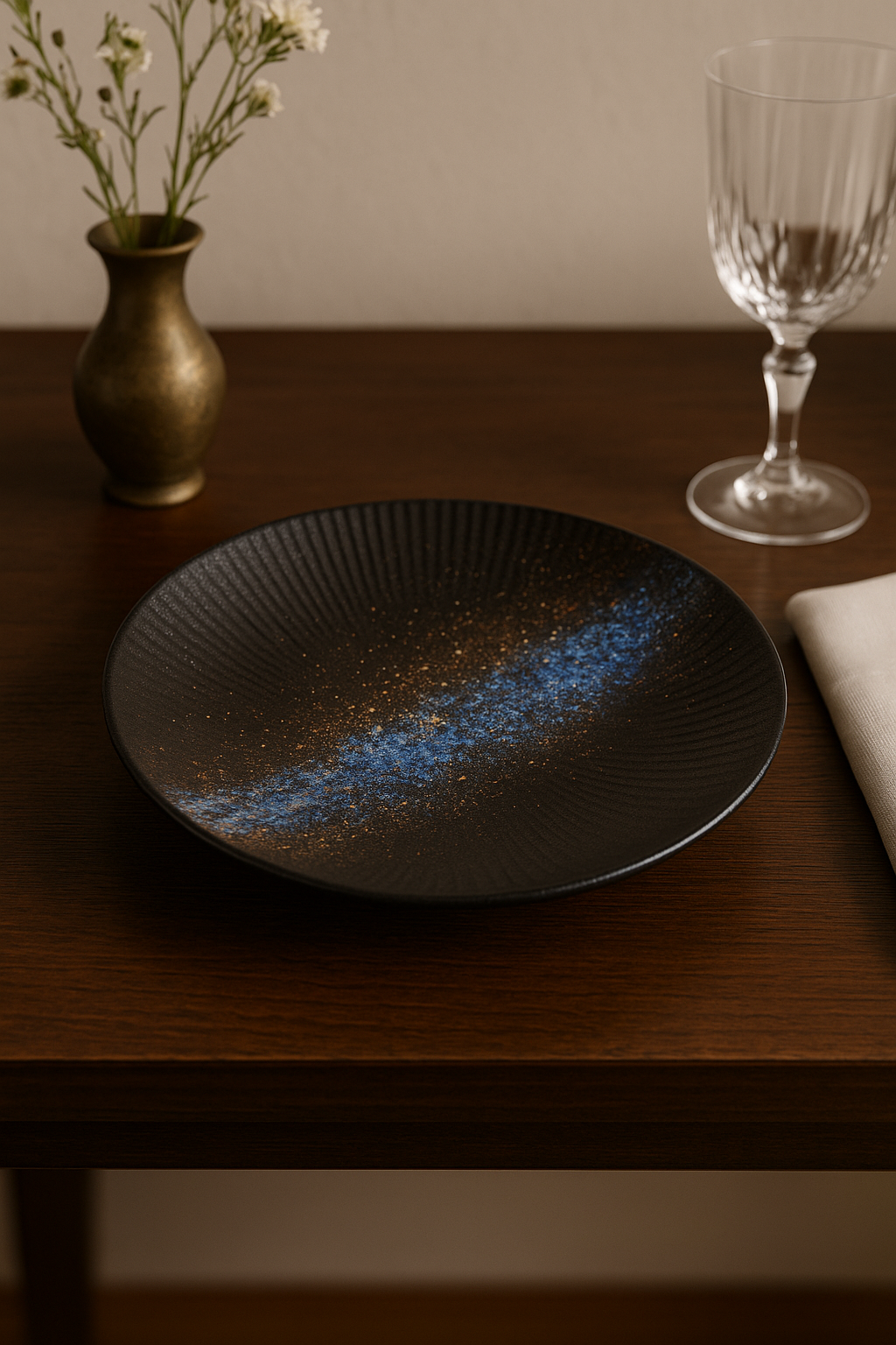 assiette céramique style japonais rétro pour pâtes cuisine - vue 3 sur 3