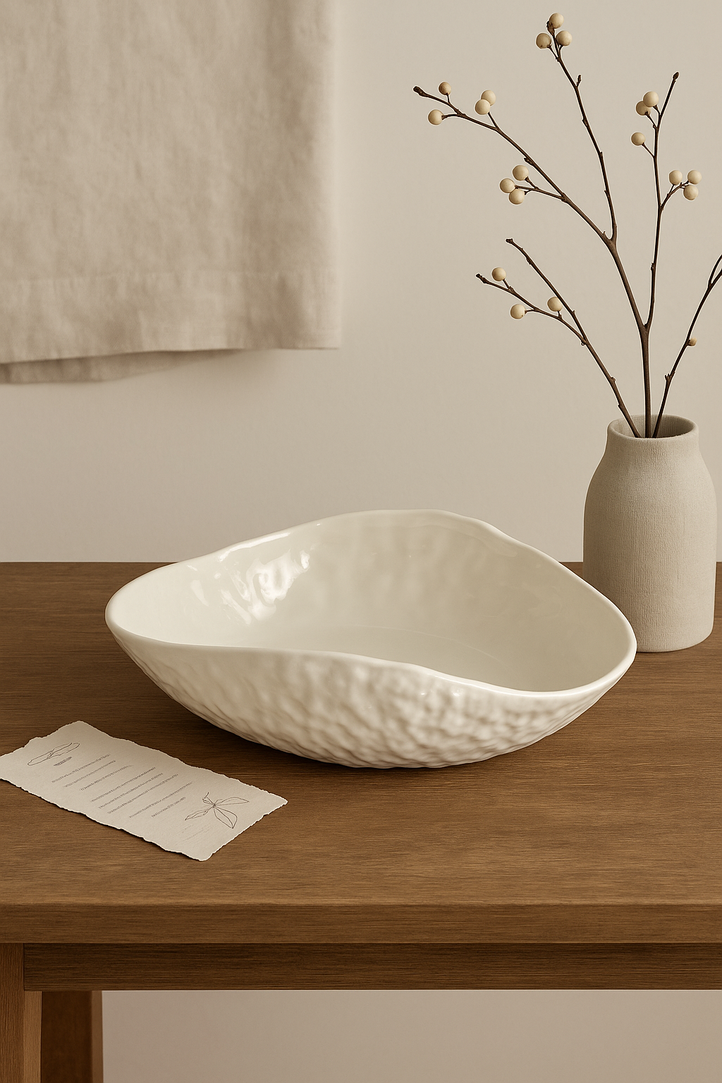 Assiette céramique texturée forme ondulée irrégulière design - vue 3 sur 3