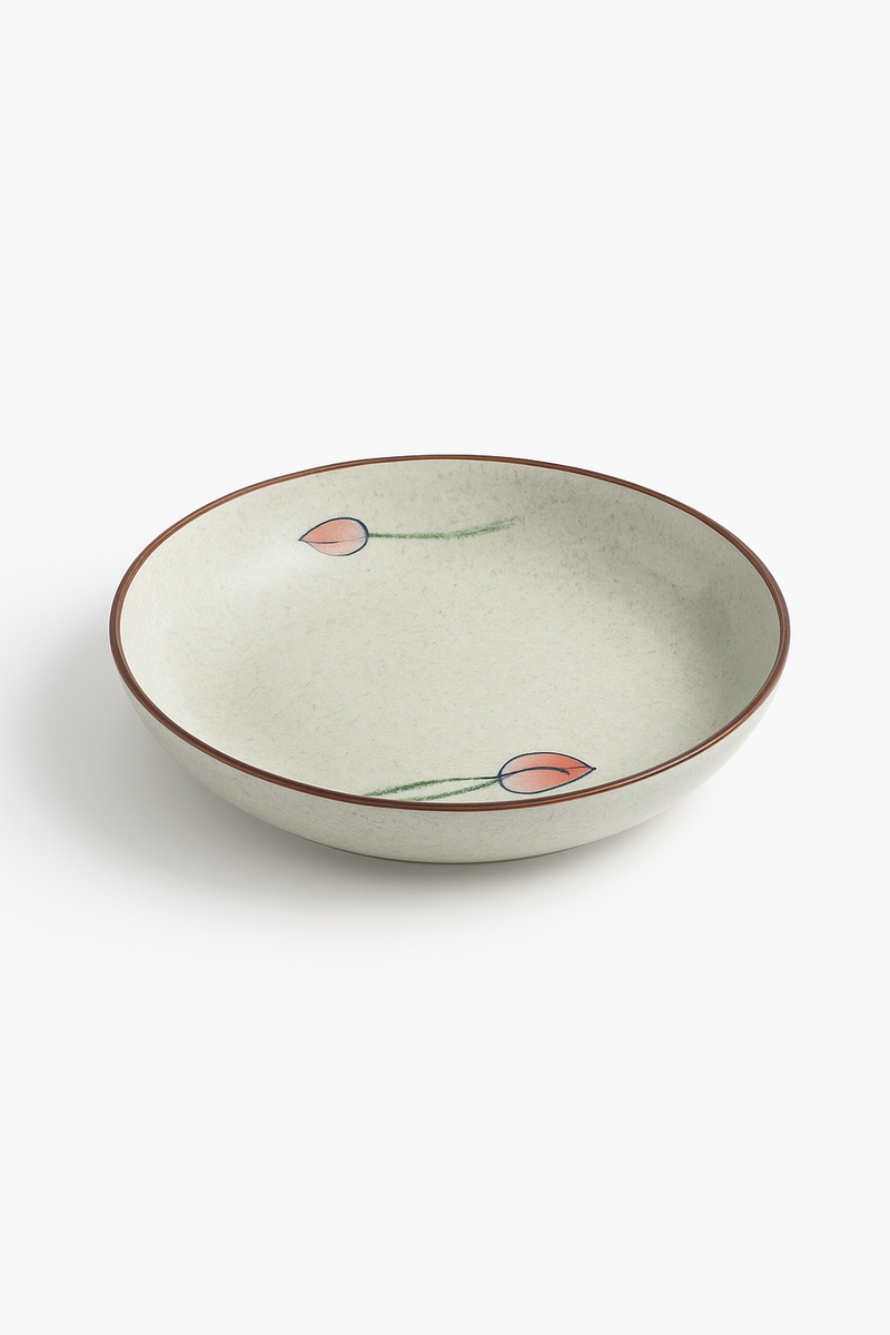 Assiette dessert japonaise ceramique motif floral peinte main