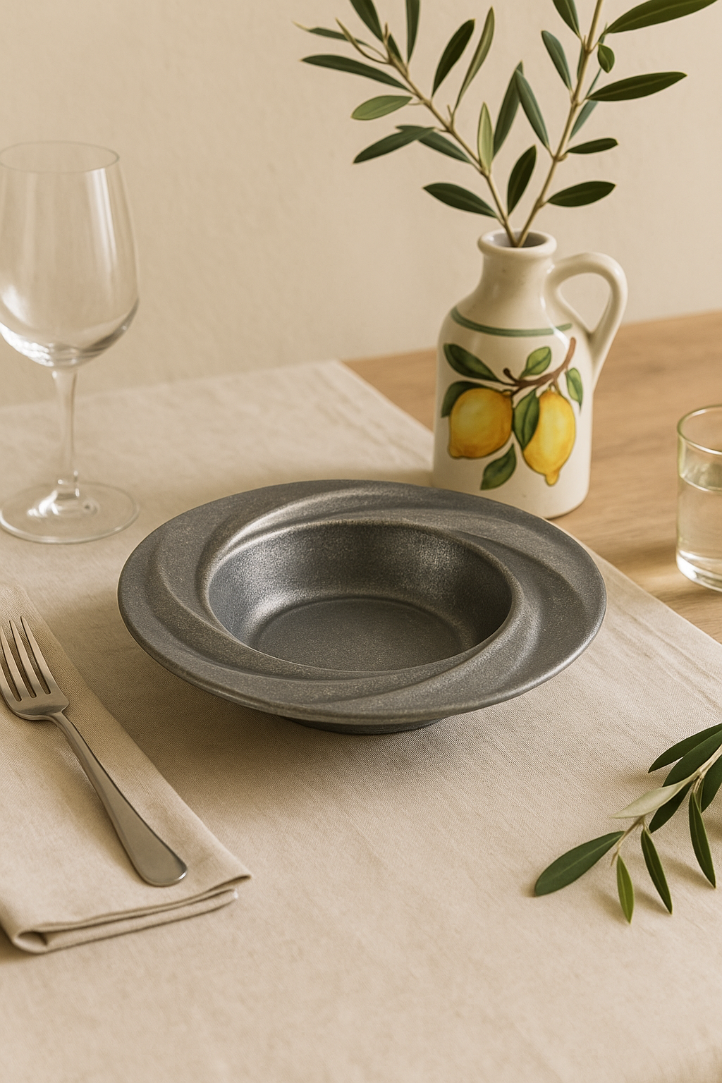 Assiette inox retro style restaurant plate peu profond - vue 3 sur 3