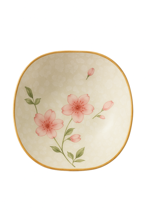 Assiette japonaise céramique motif floral bol profond