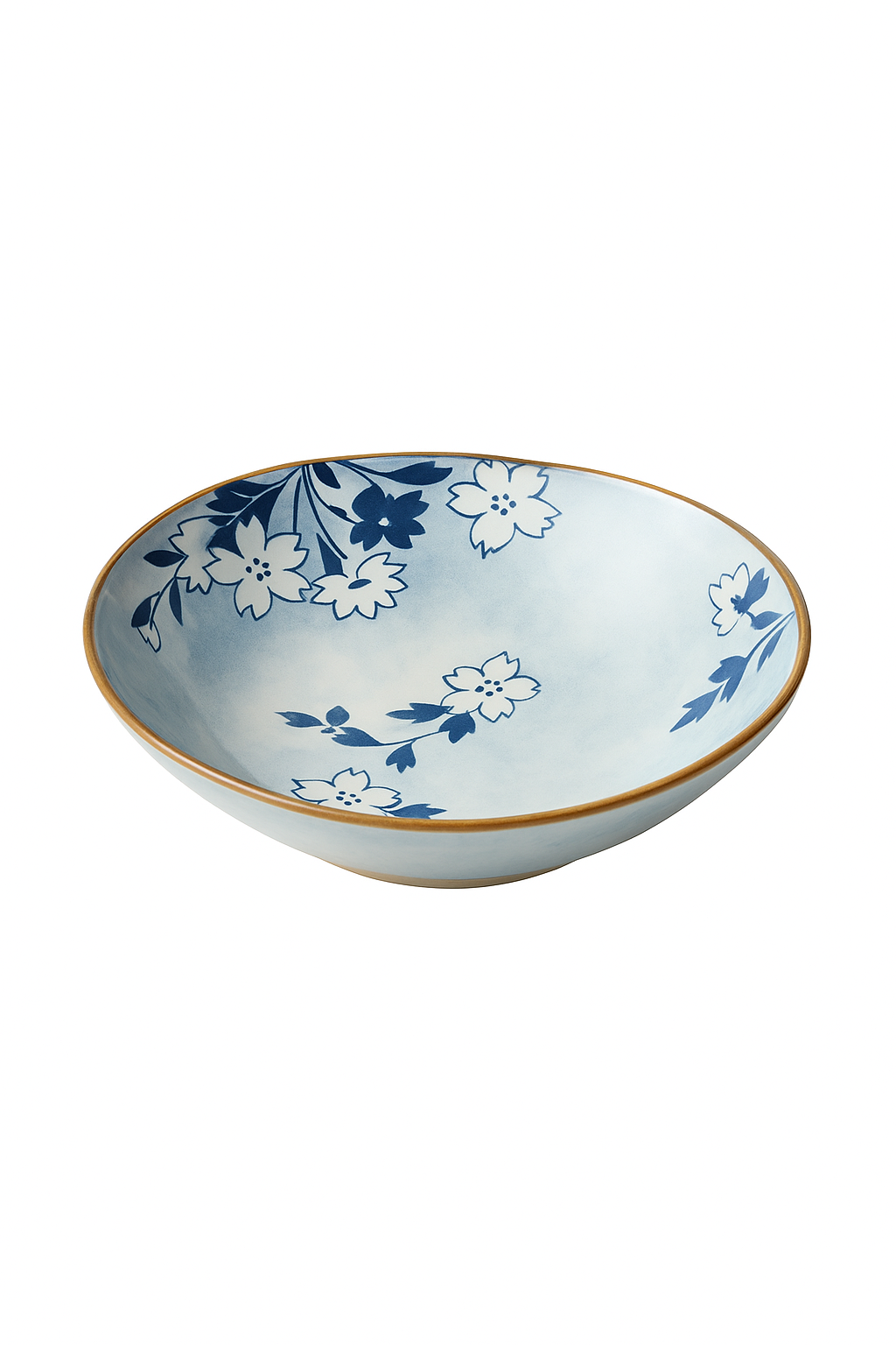 Assiette japonaise en céramique motif floral bol profond - vue 2 sur 3