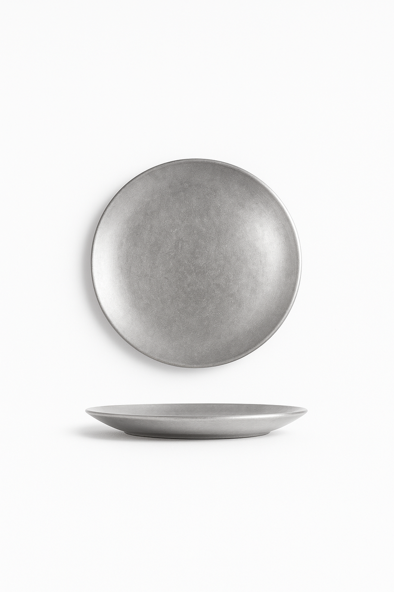 Assiette plate acier inoxydable style industriel camping