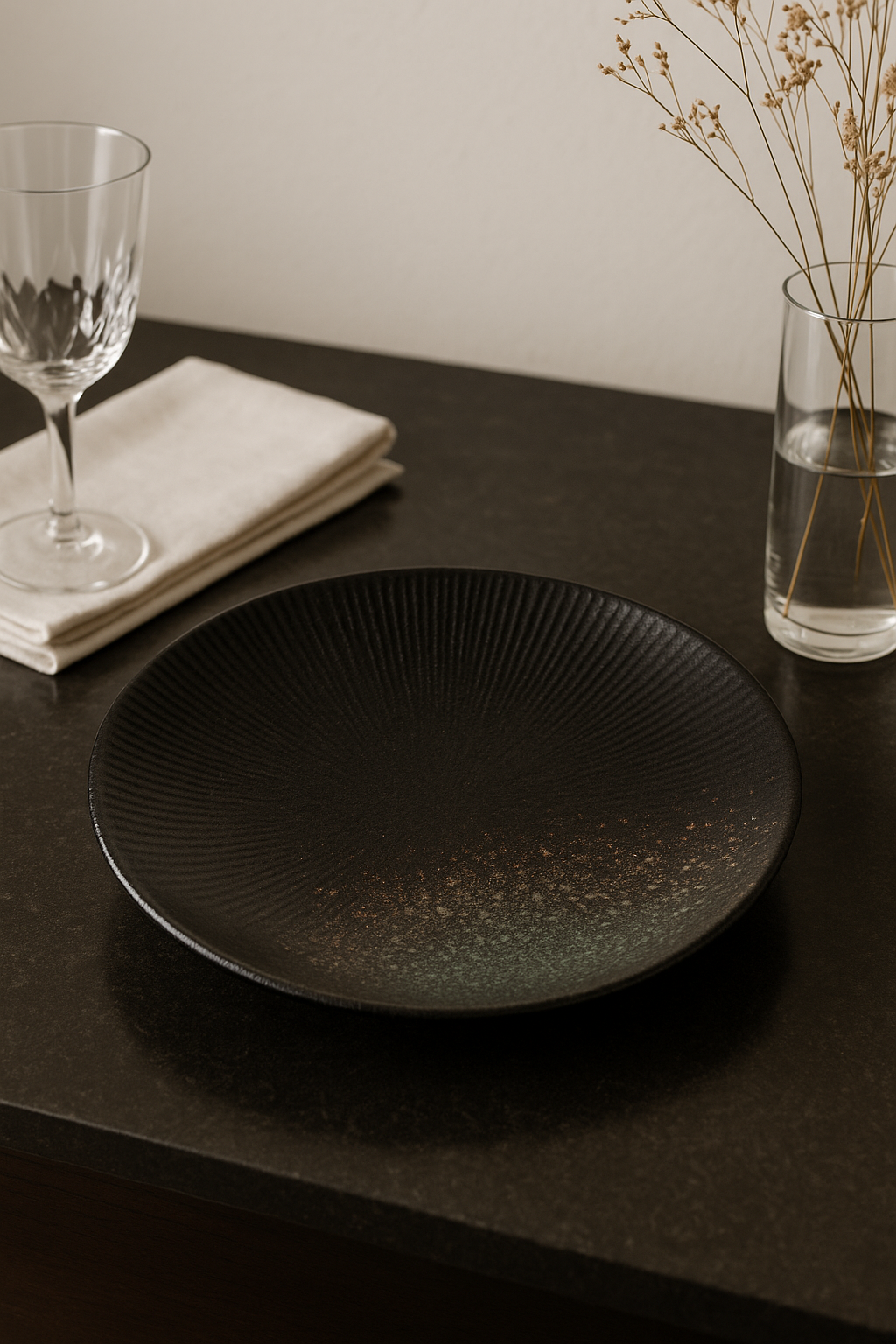 Assiette plate céramique style japonais rétro pour pâtes - vue 3 sur 3