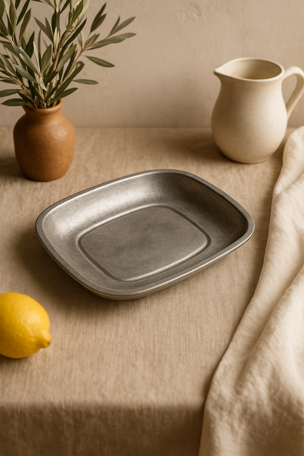 Assiette plate métal inox style industriel camping western - vue 3 sur 3