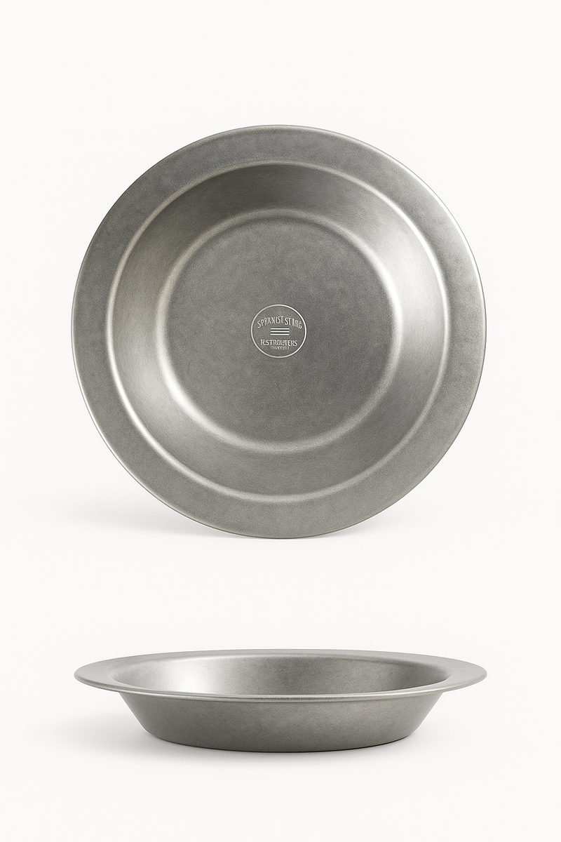 assiette plate vintage acier inox style industriel camping