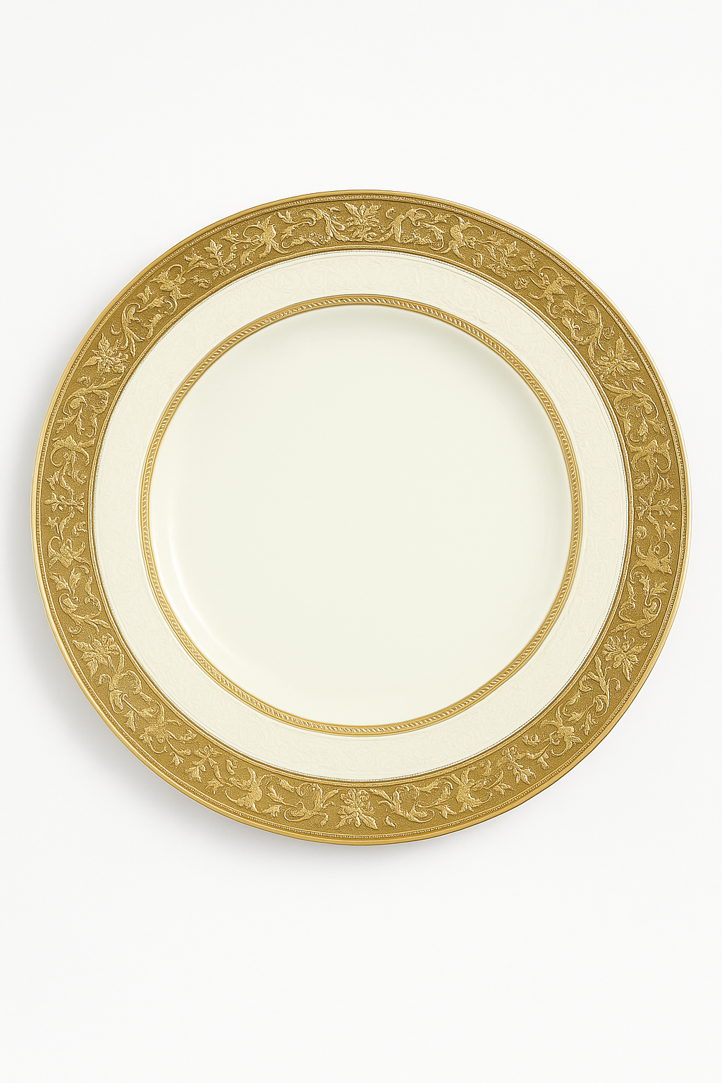 Assiette porcelaine style palais relief steak doré - vue 2 sur 3