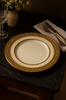 Assiette porcelaine style palais relief steak doré