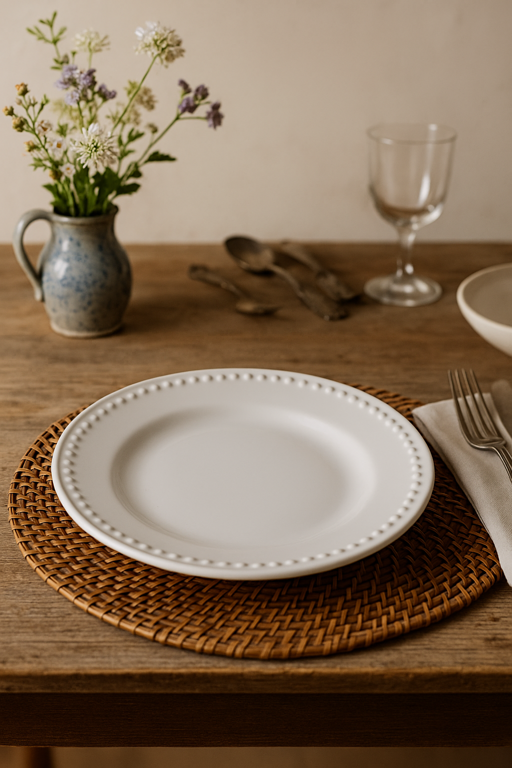 Assiette ronde en céramique style rétro vaisselle décorative - vue 3 sur 3