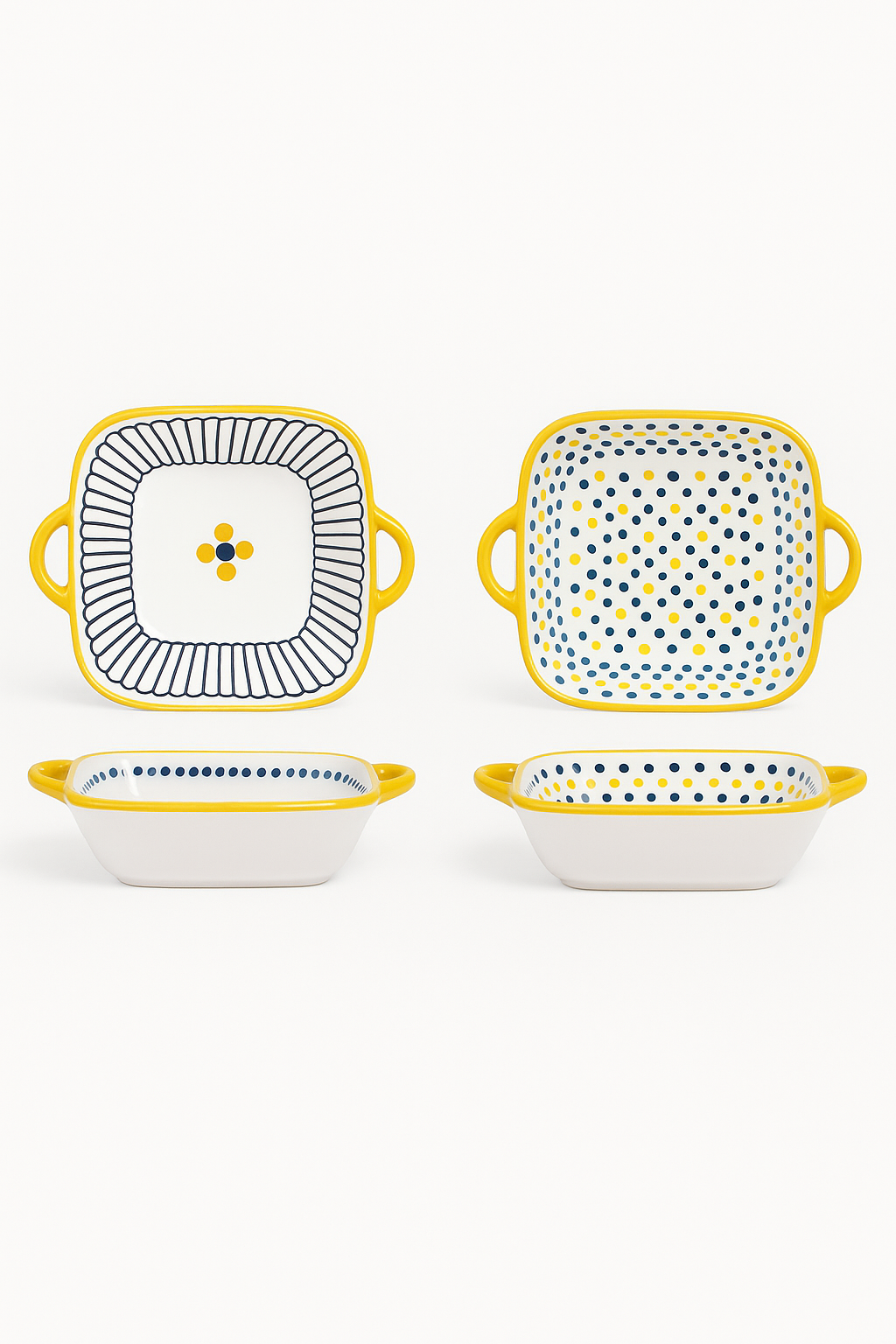 Assiettes céramique 20 cm style japonais relief x4 - vue 2 sur 3