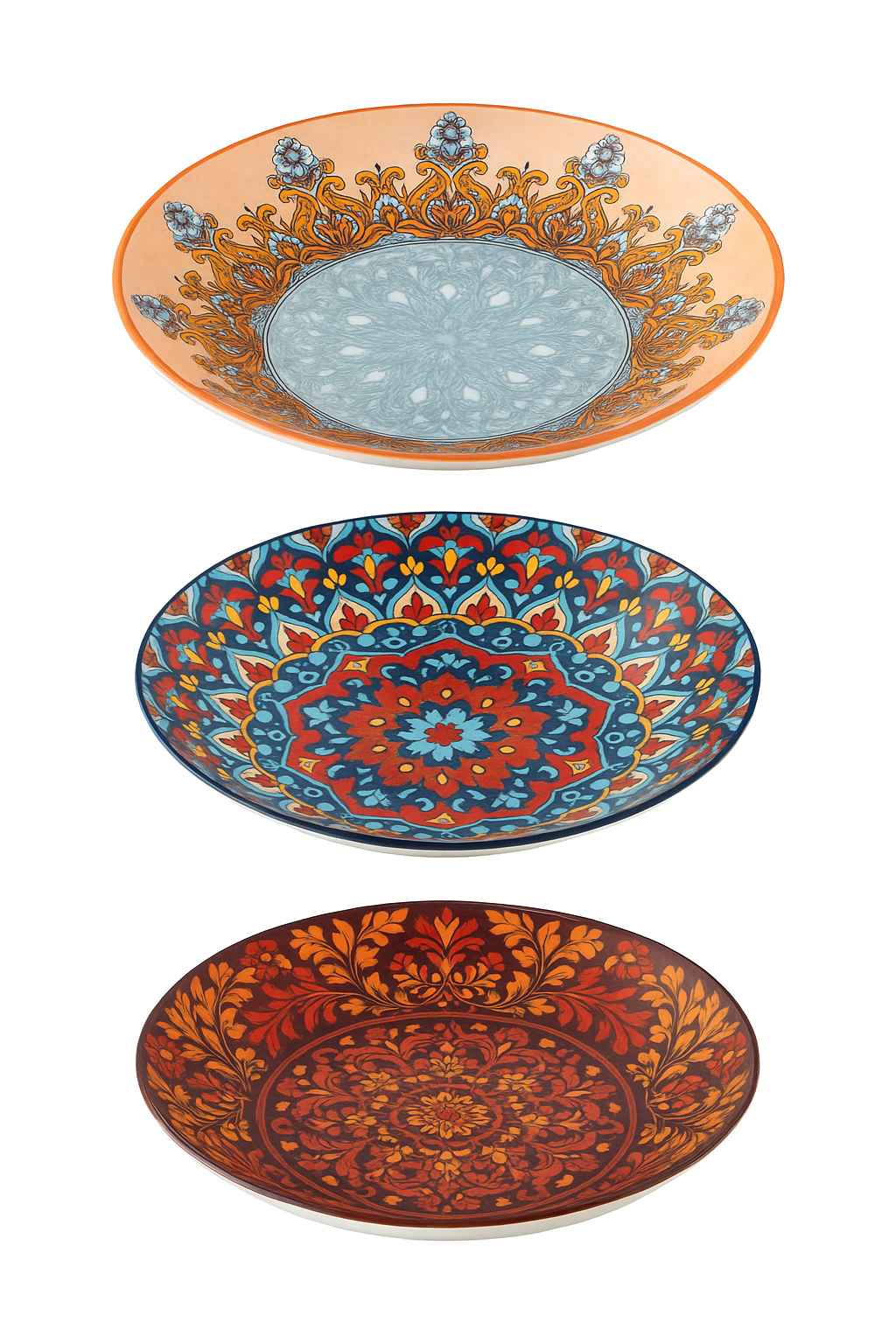 Assiettes plates céramique bohême motifs artistiques repas - vue 2 sur 3