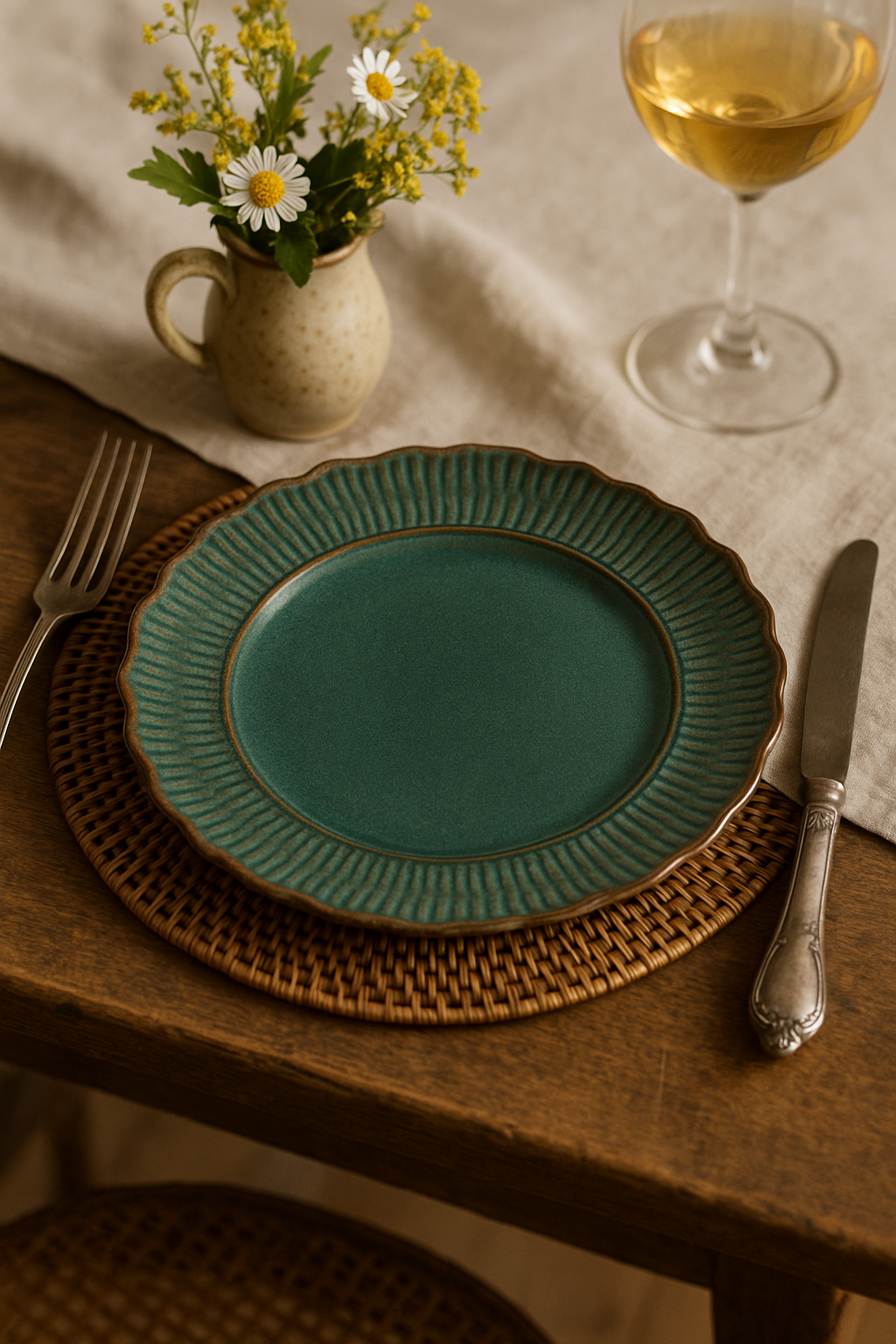 assiettes plates ceramique relief retro restaurant design - vue 3 sur 3