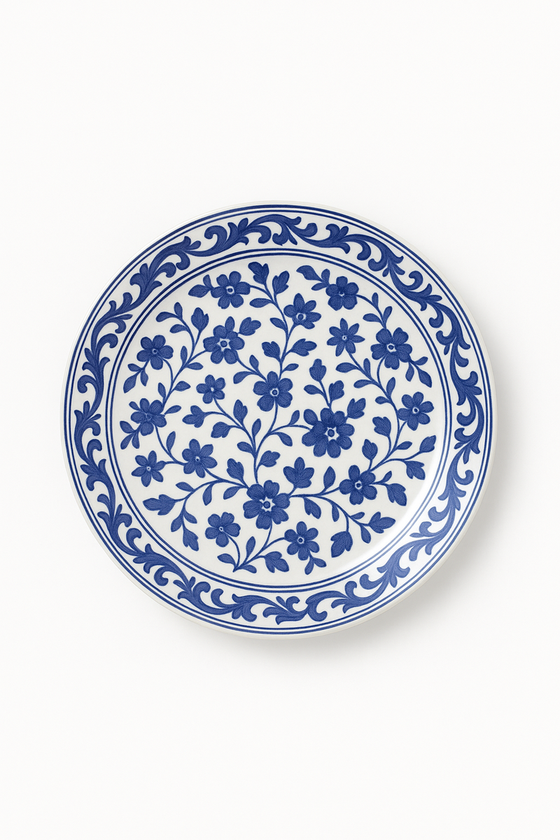 Assiettes porcelaine style chinois motifs floraux poisson