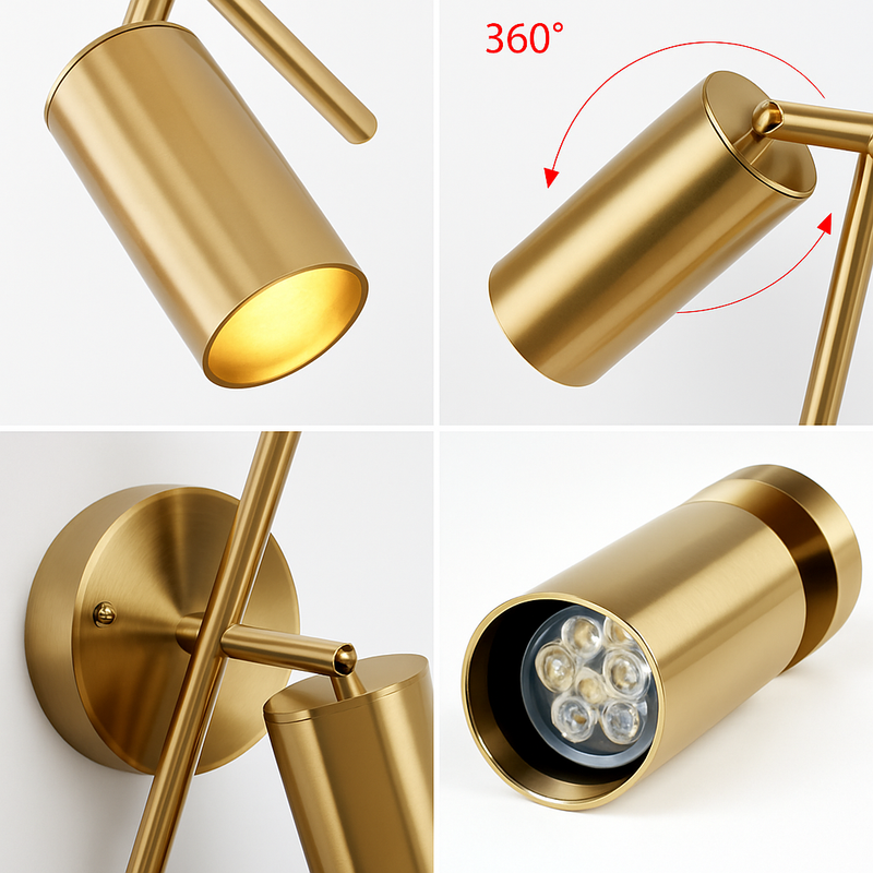 Barre spots LED en aluminium noir et doré Golden