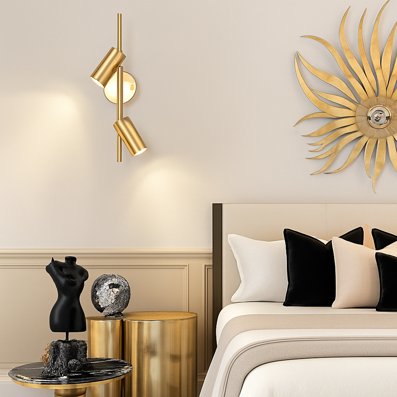 Barre spots LED en aluminium noir et doré Golden