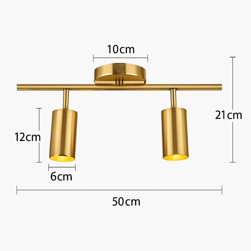 Barre spots LED en aluminium noir et doré Golden
