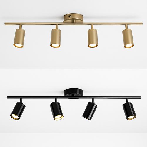 Barre spots LED en aluminium noir ou doré Mounted
