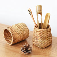 boîte de rangement rotin artisanale pour accessoires et décoration