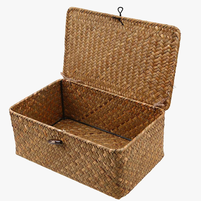 boîte de rangement tissée en rotin pour divers articles