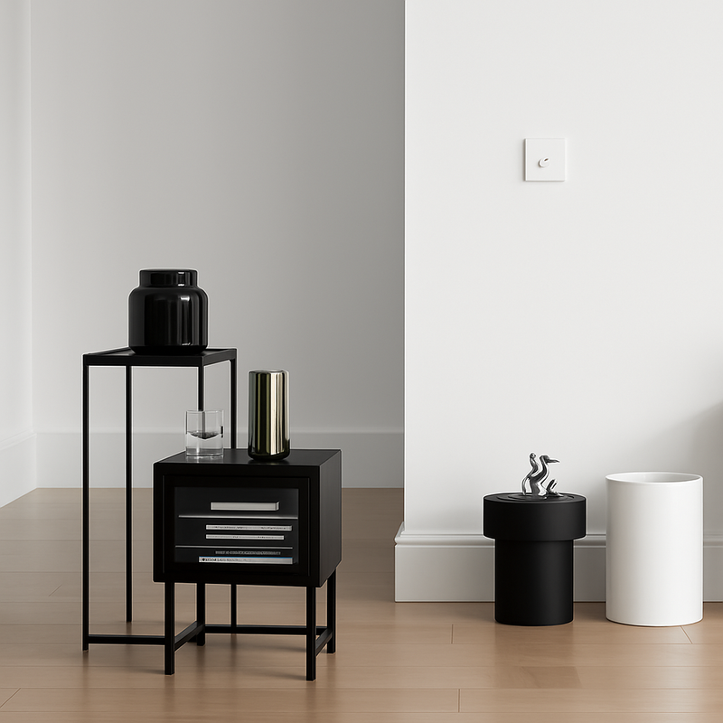 Cache prise plate en acier blanc mat bords arrondis