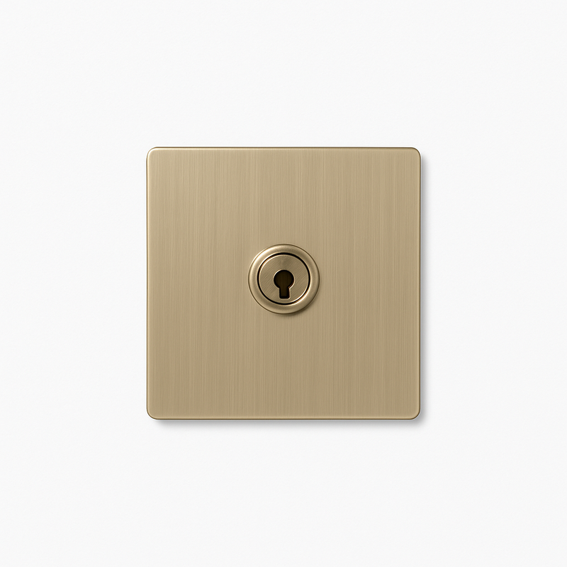 Cache prise plate en acier gris vieilli brossé bords arrondis