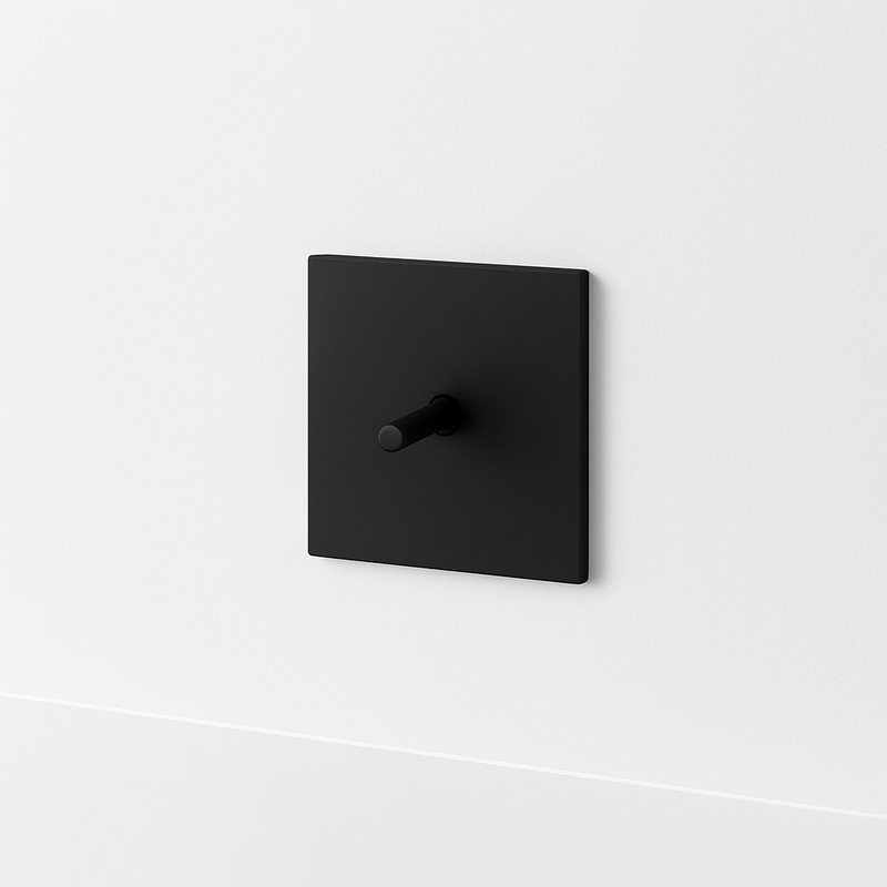 Cache prise plate en acier noir mat