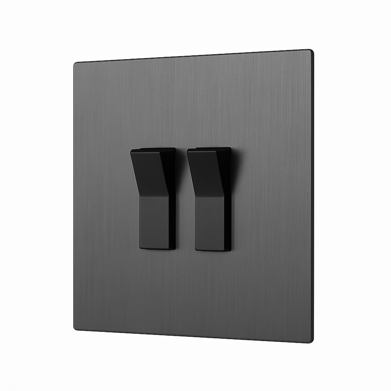 Cache prise vide en acier gris foncé brossé