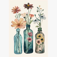 cadre de bricolage peinture numéros vase romantique pour décoration intérieure