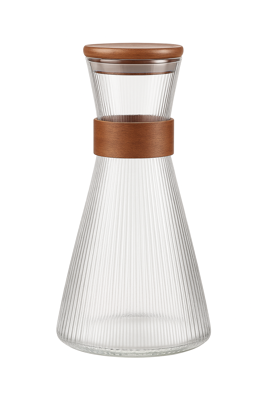 Carafe en verre style japonais etui noyer stries