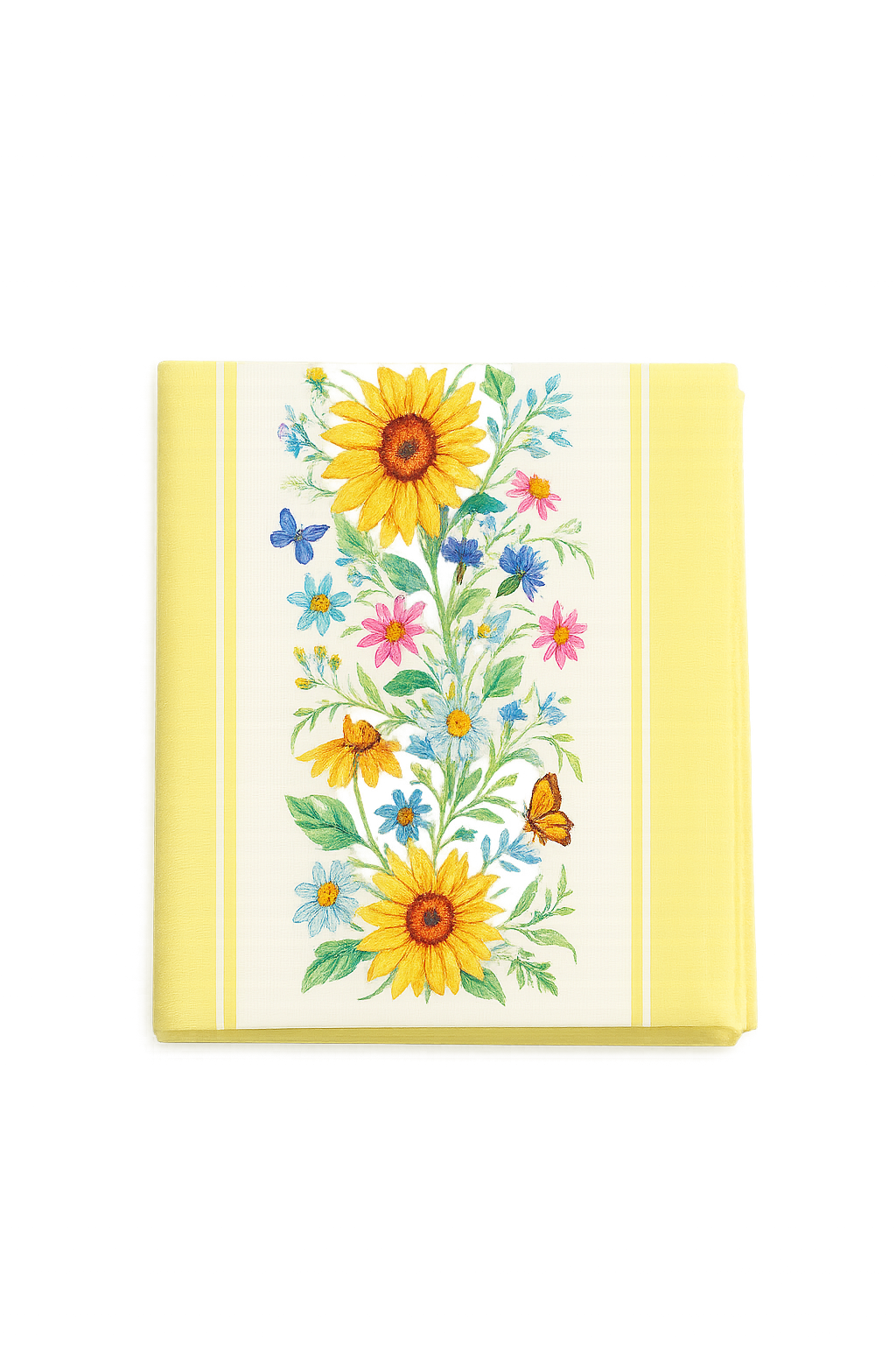 Chemin de table motifs tournesols papillons style champêtre