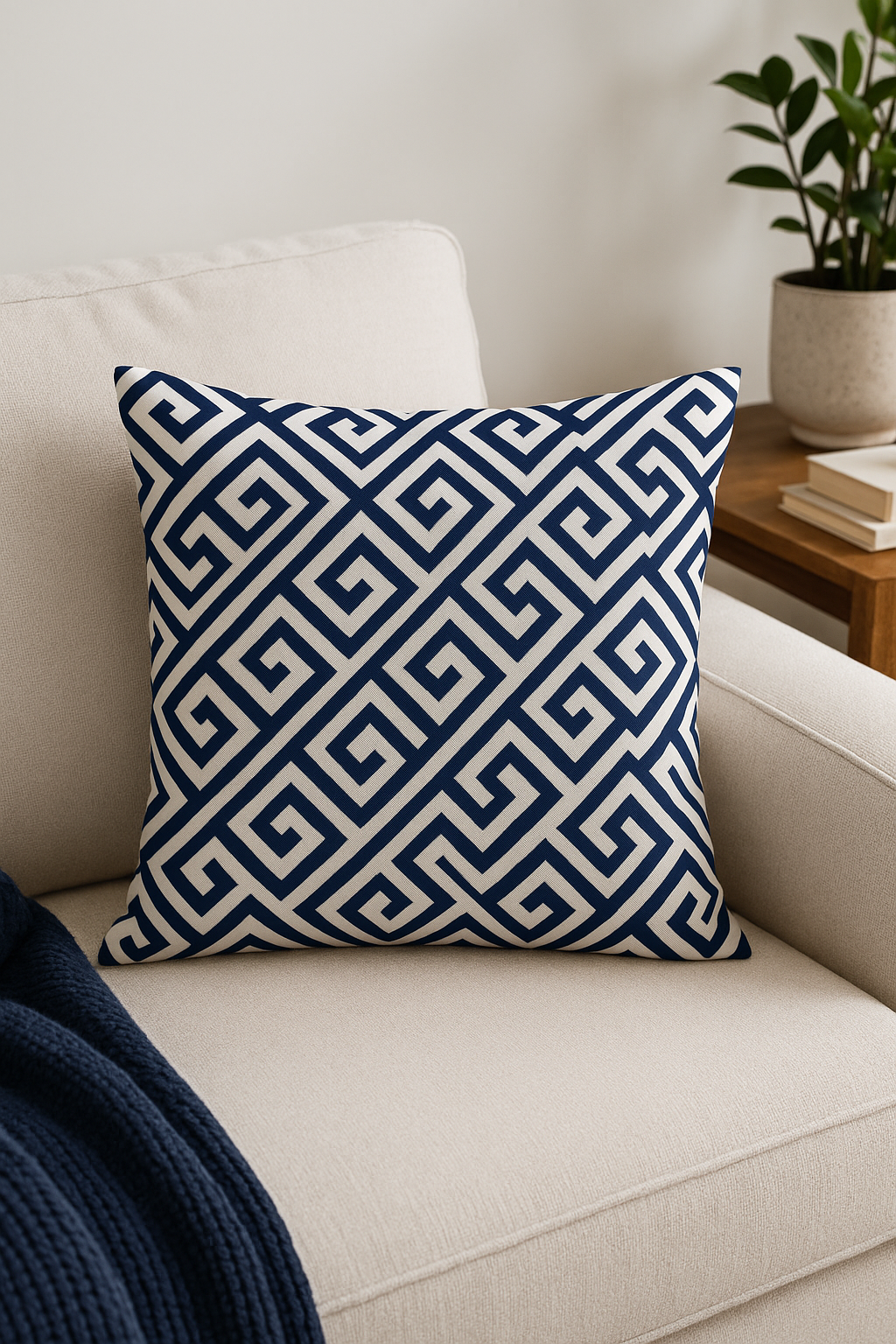 coussin bleu marine géométrique housse de coussin décorative