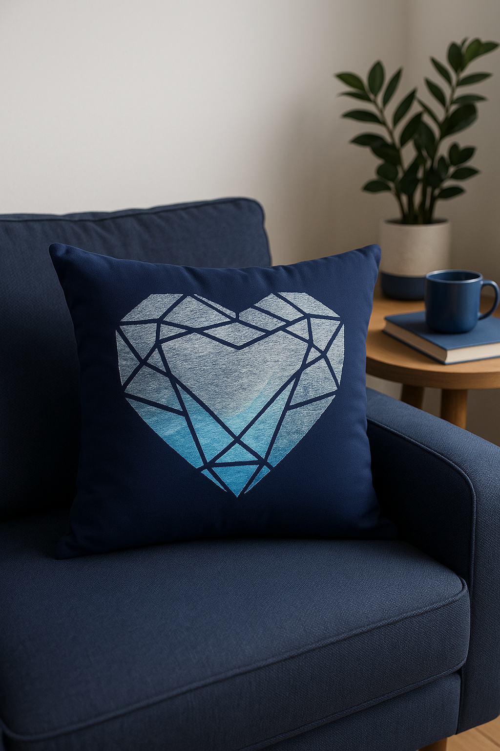 coussin bleu marine géométrique pour canapé ou fauteuil