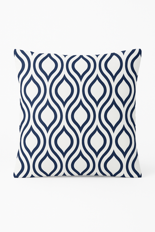 coussin bleu marine géométrique pour décoration intérieure