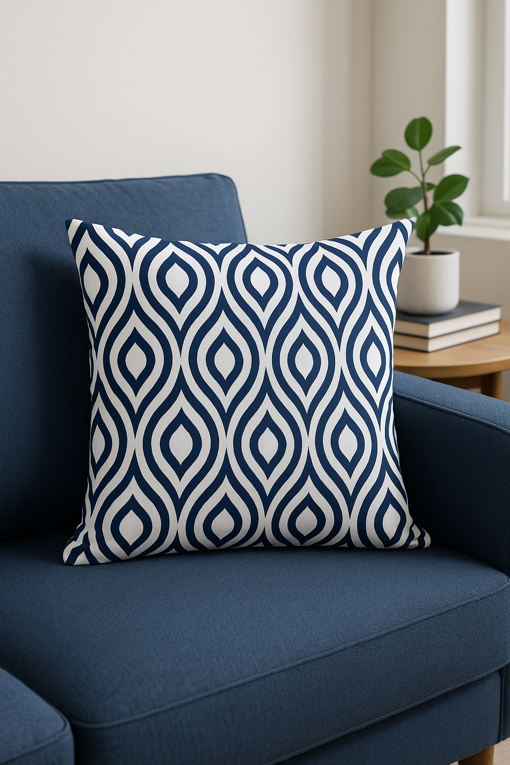 coussin bleu marine géométrique pour décoration intérieure - vue 3 sur 2