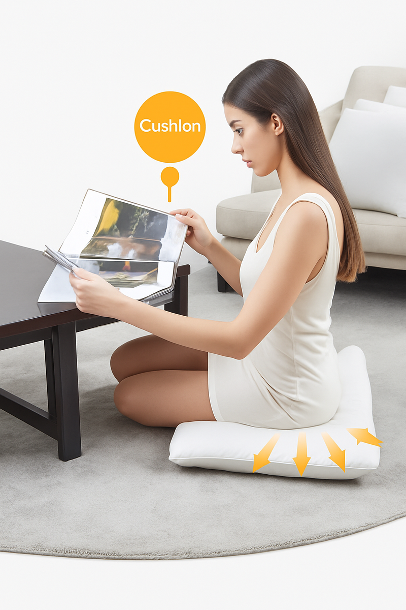 coussin décoratif en mousse à mémoire ultra-confortable housse blanche