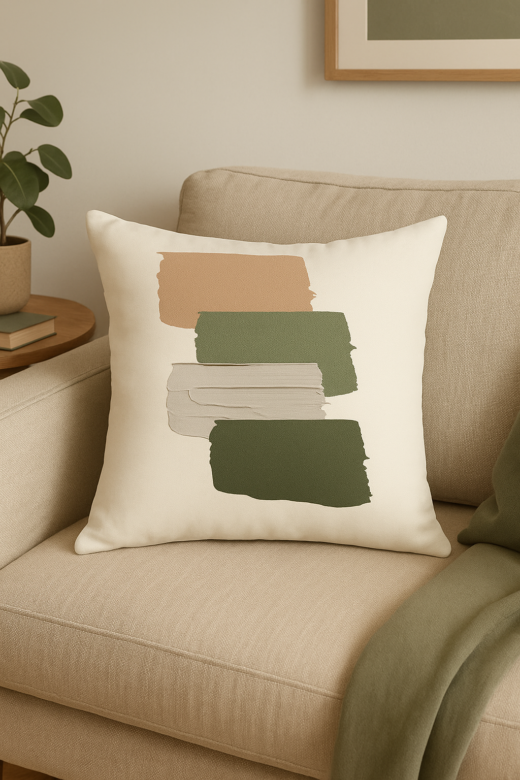 coussin décoratif motif plante verte pour canapé et fauteuil
