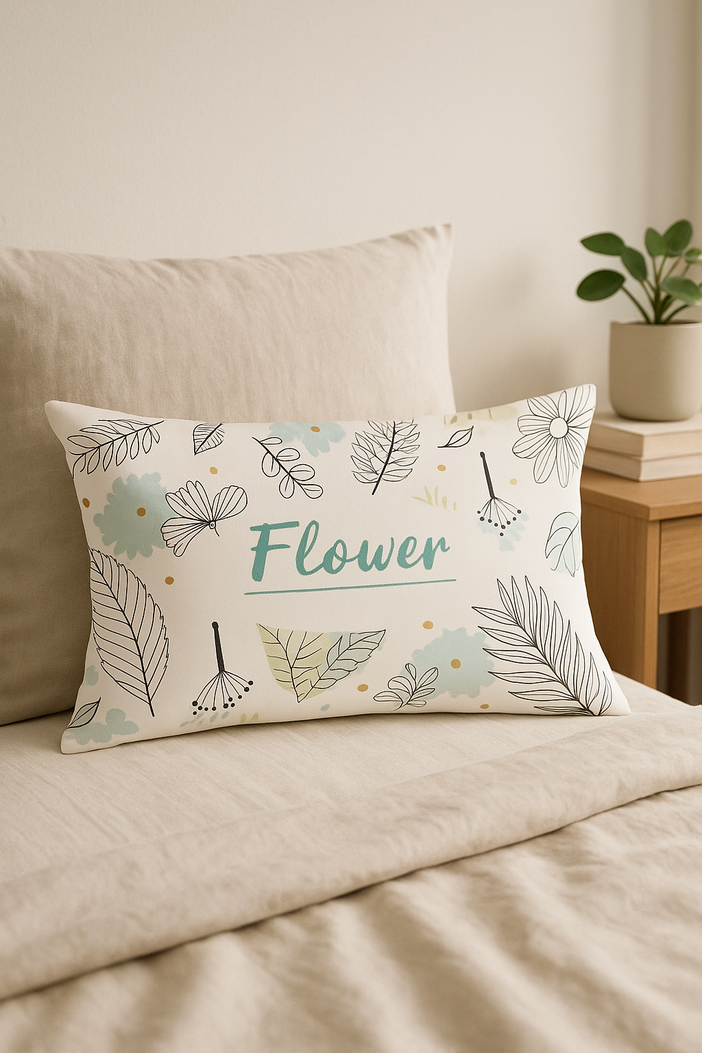 coussin décoratif rectangulaire imprimé plumes 30 x 50 cm